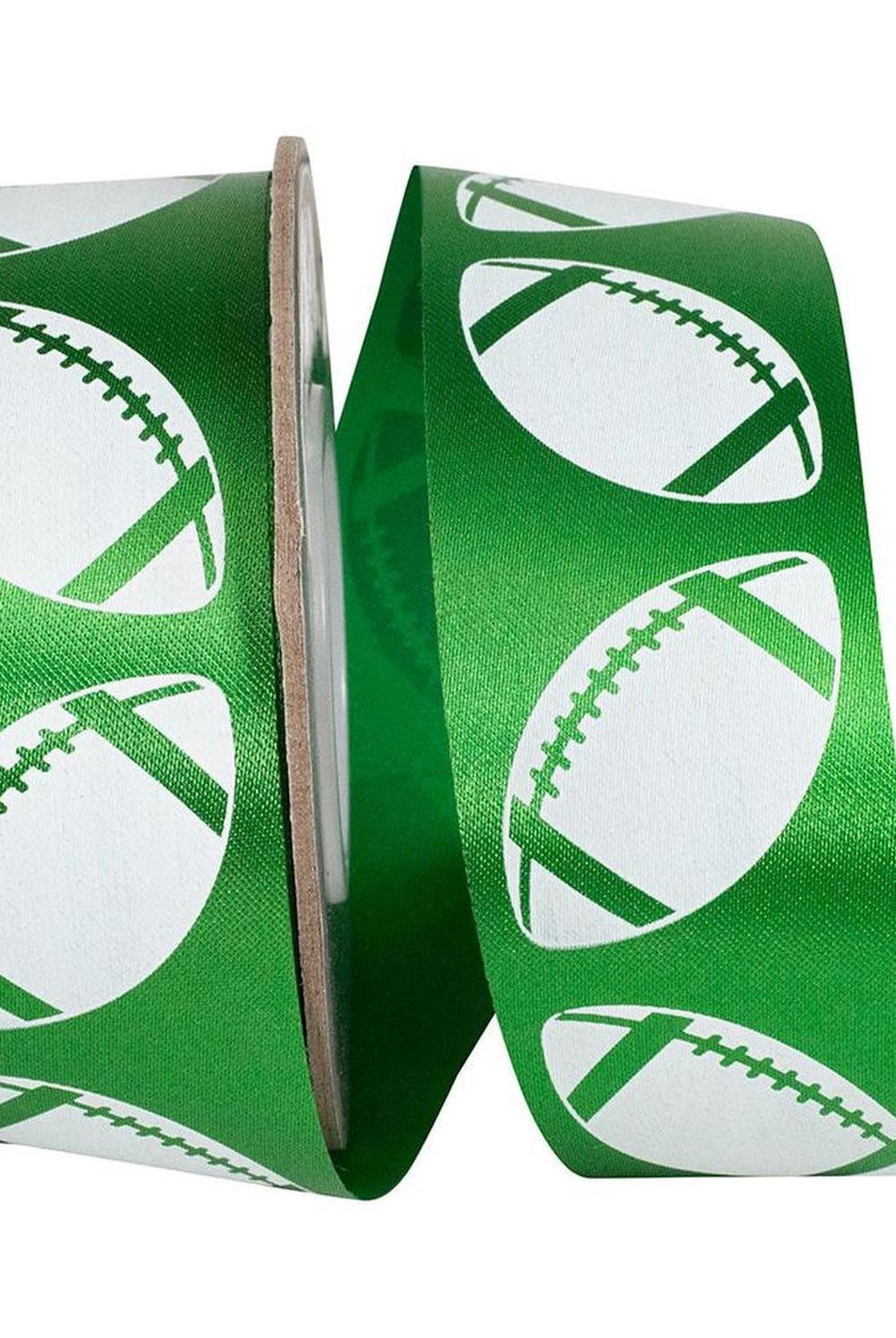 1 3/8 in Homecoming Football Ribbon: Emerald/White (25 Yards)