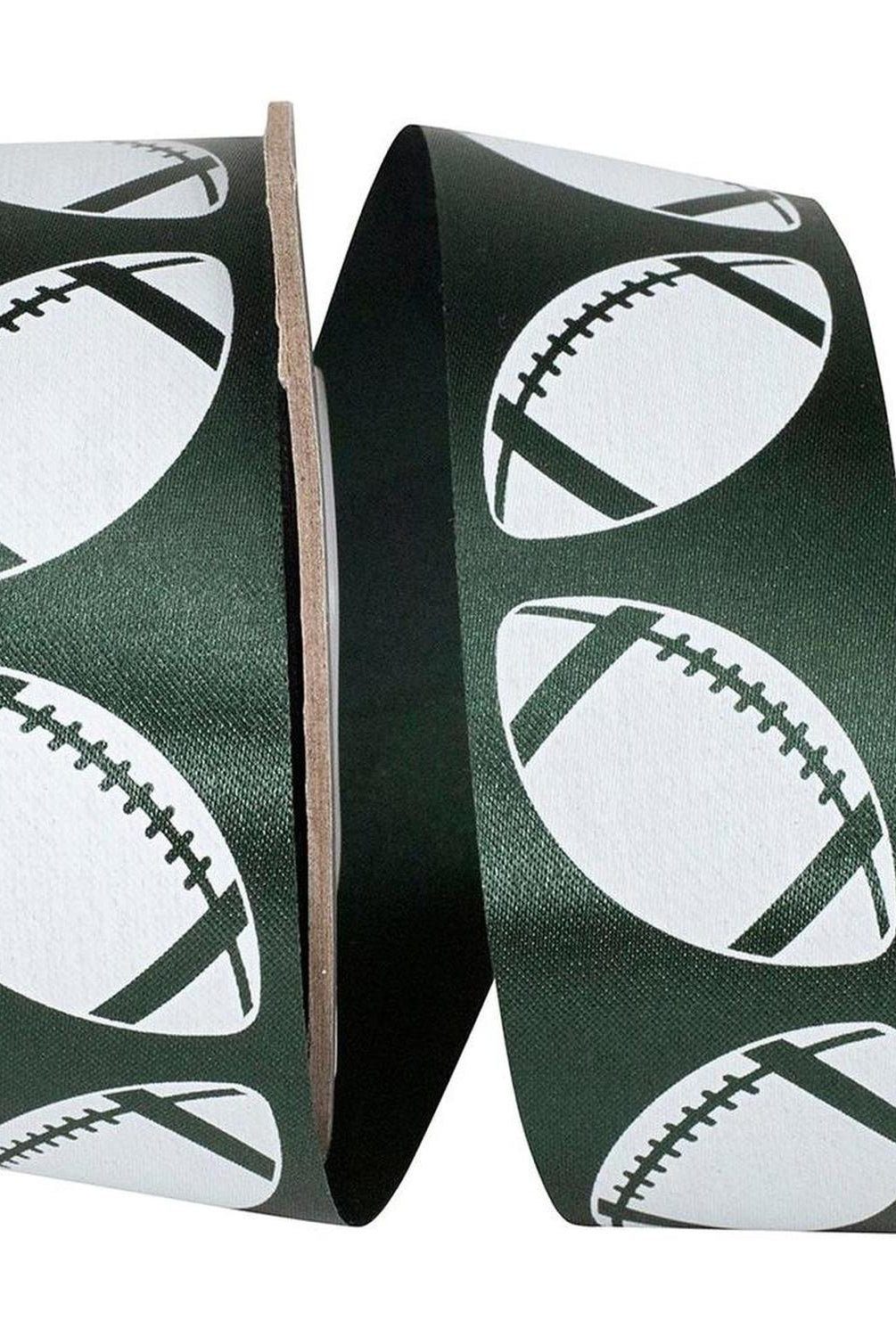 1 3/8 in Homecoming Football Ribbon: Hunter/White (25 Yards)