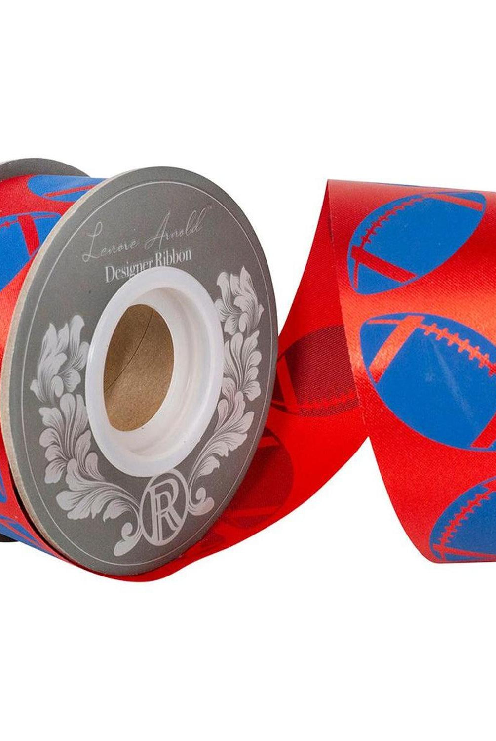 1 3/8 in Homecoming Football Ribbon: Red/Royal (25 Yards)