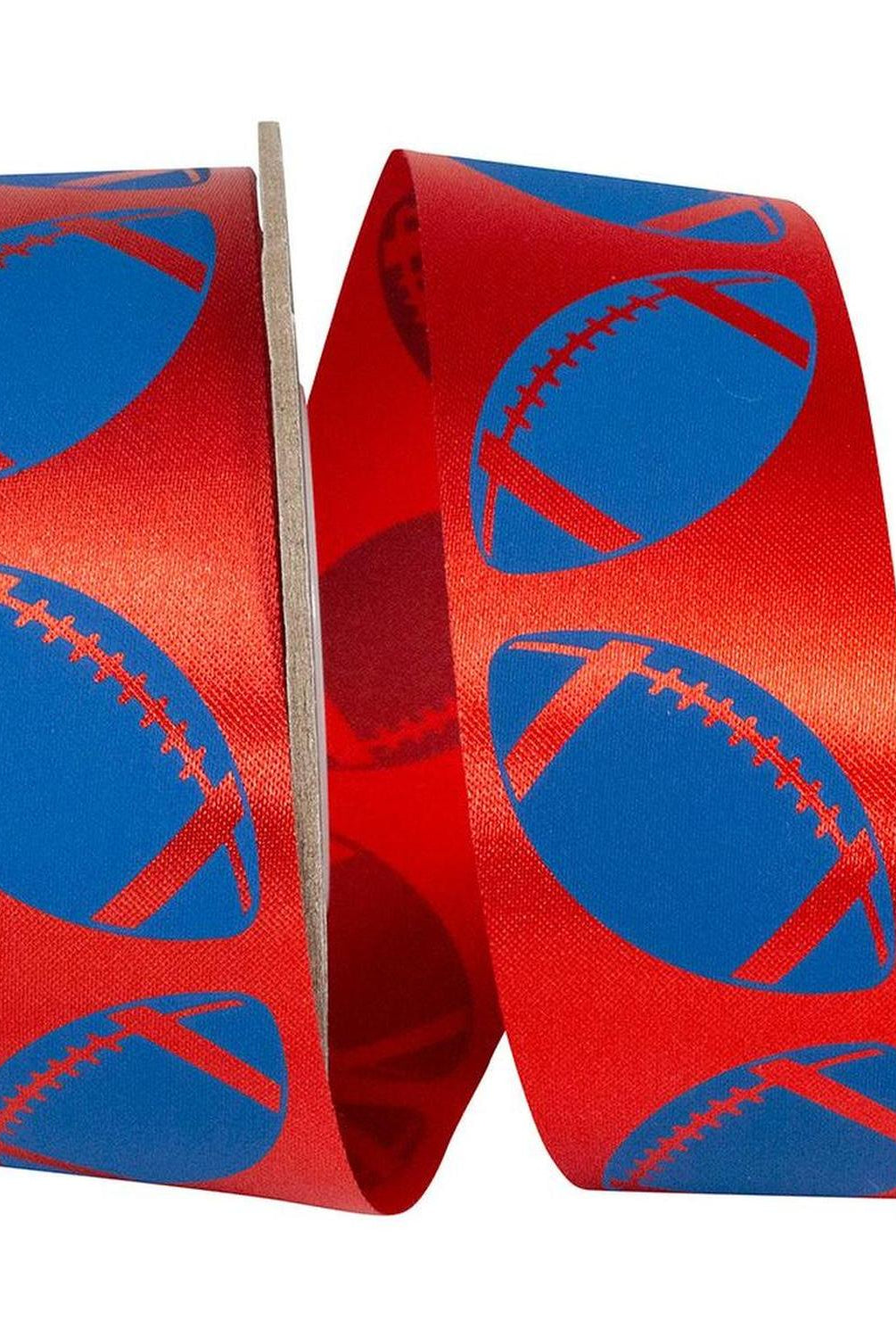 1 3/8 in Homecoming Football Ribbon: Red/Royal (25 Yards)