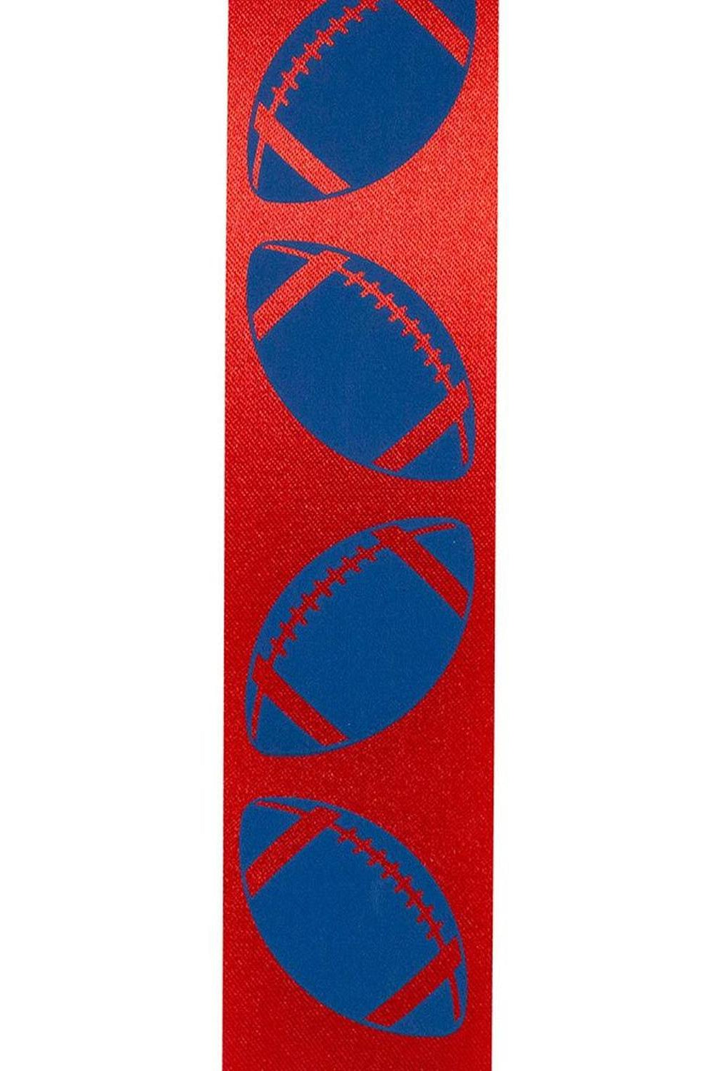 1 3/8 in Homecoming Football Ribbon: Red/Royal (25 Yards)