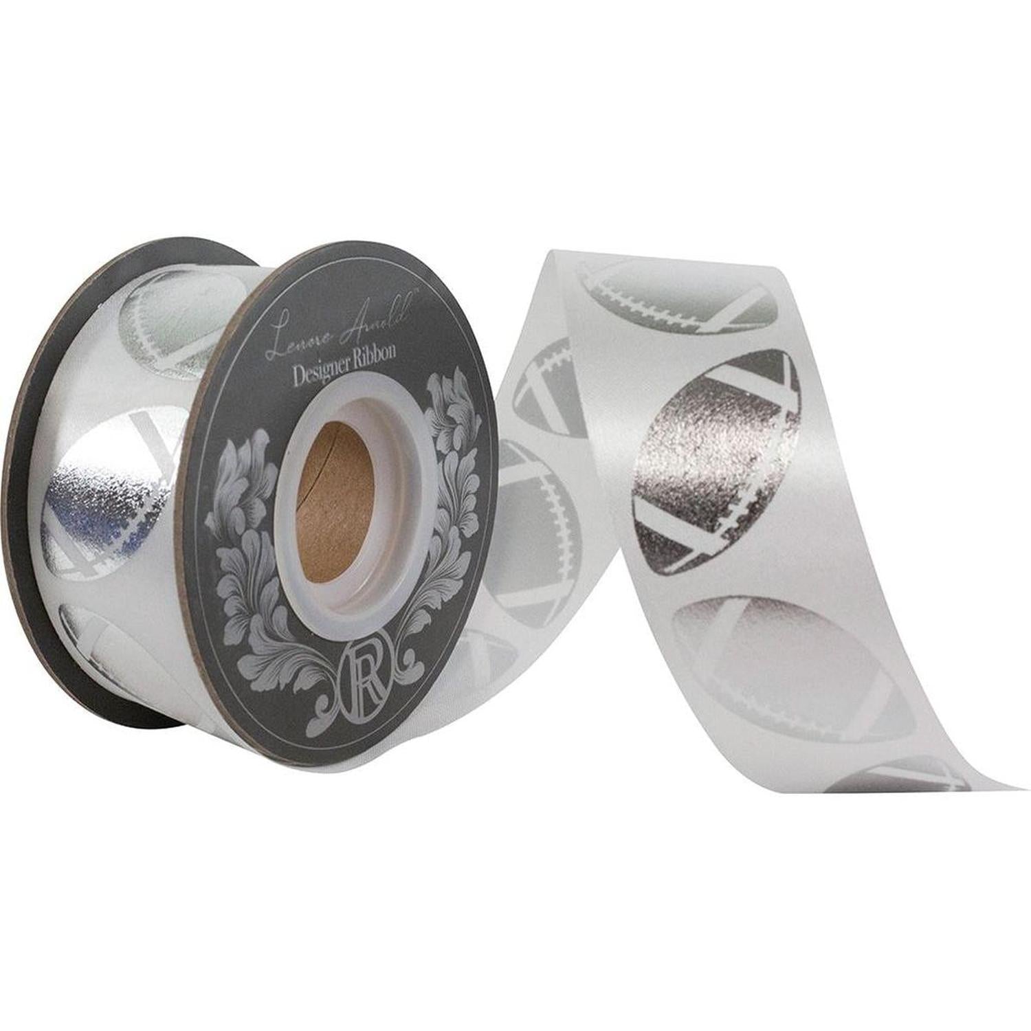 Shop For 1 3/8 in Homecoming Football Ribbon: White/Silver (25 Yards)