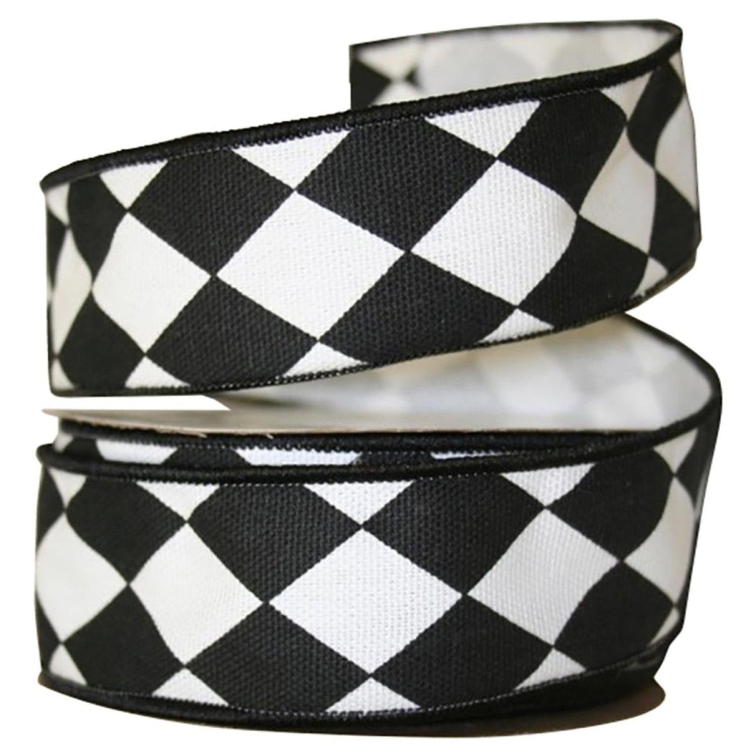 Shop For 1 3/8in Diamond Classic Ribbon: Black/White (10 Yards)