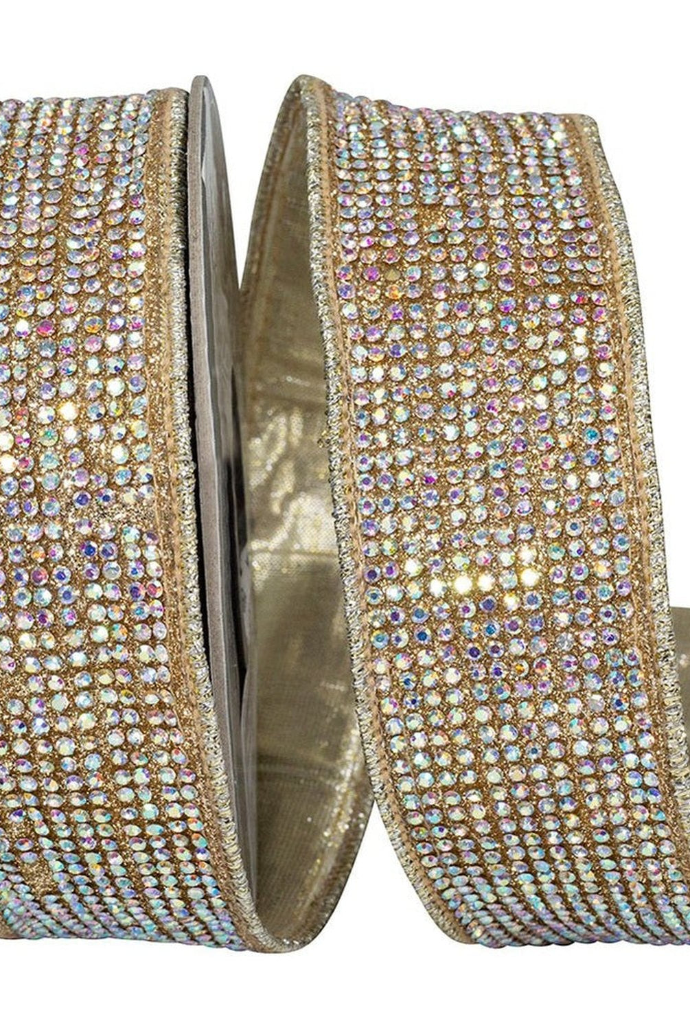 Shop For 1 3/8in Jeweled Disco Metallic Ribbon: Champagne (5 Yards)