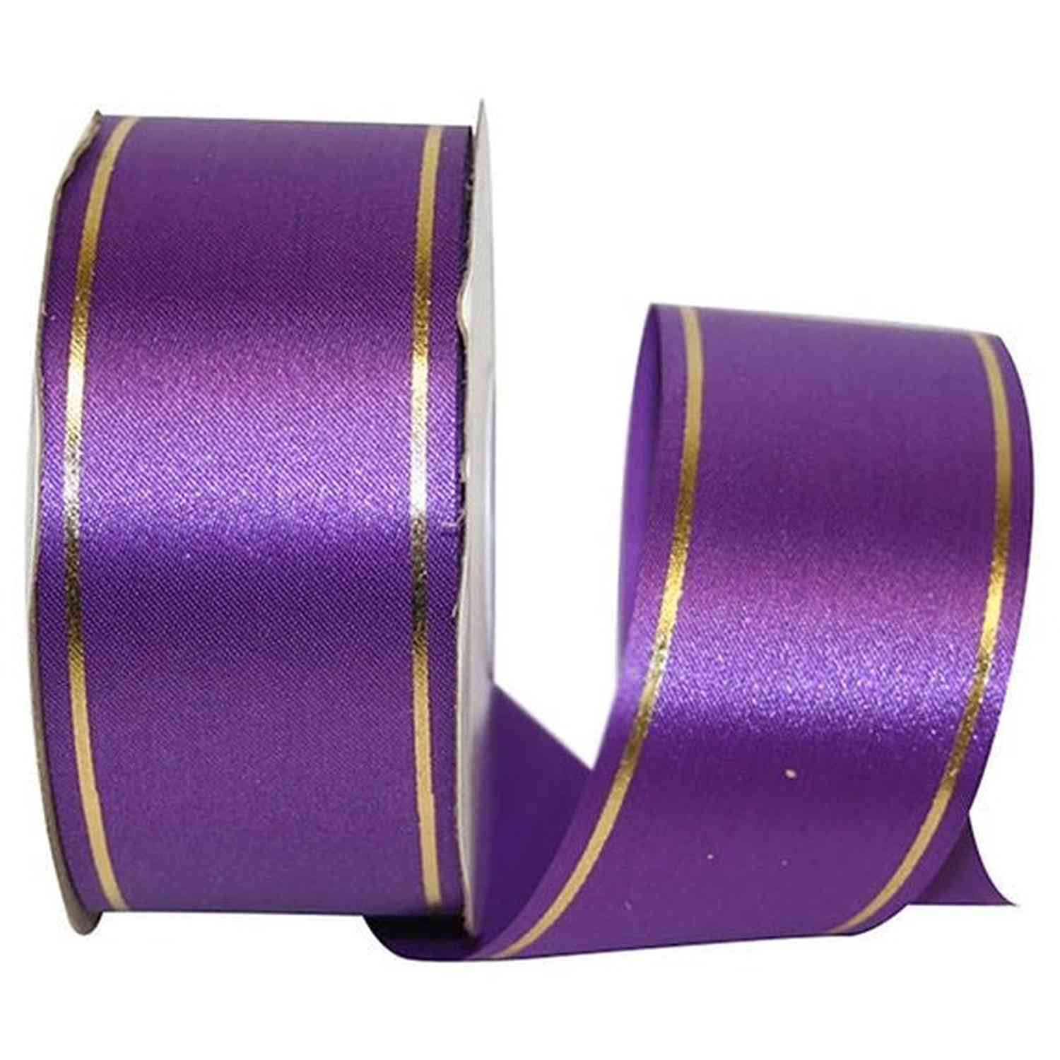 Shop For 1 7/8in Bi - Striped Non - Wired Ribbon: Purple (50 Yards)