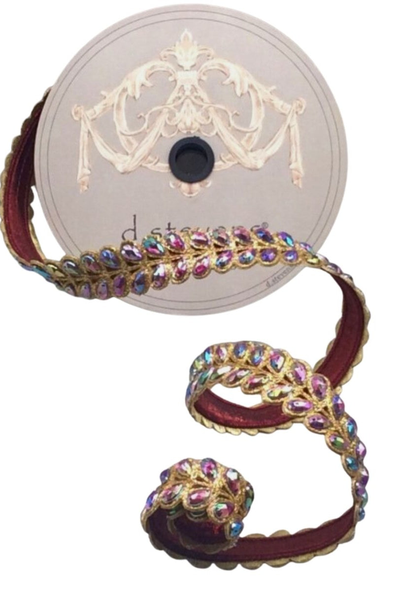 Shop For 1" Jewel Aurora Leaves Ribbon: Burgundy (5 Yards)