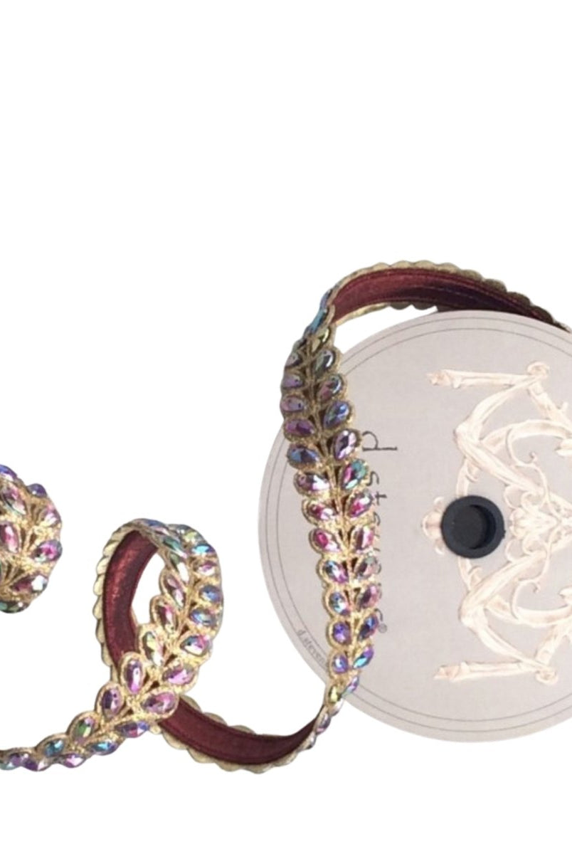 Shop For 1" Jewel Aurora Leaves Ribbon: Burgundy (5 Yards)