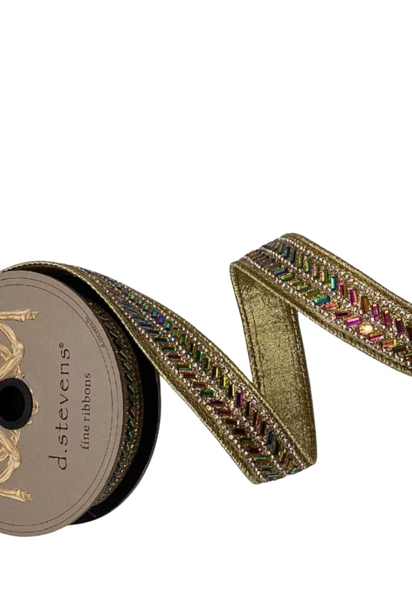 Shop For 1" Metallic Dupion Herringbone Jewel Ribbon: Gold (5 Yards)