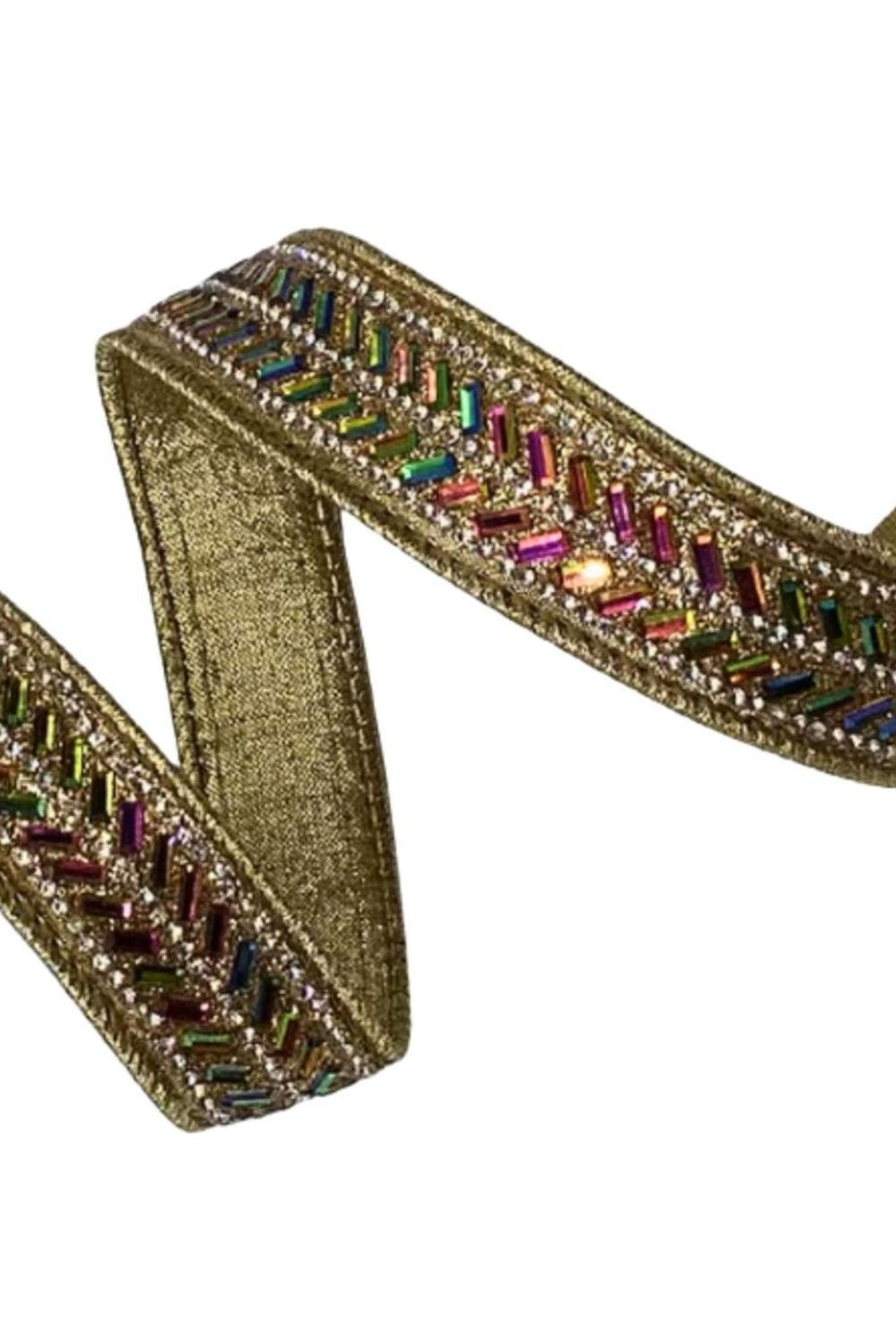 1" Metallic Dupion Herringbone Jewel Ribbon: Gold (5 Yards)