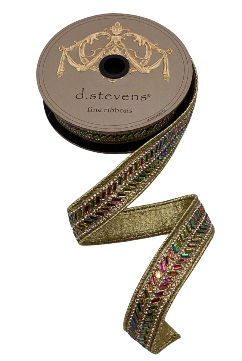 Shop For 1" Metallic Dupion Herringbone Jewel Ribbon: Gold (5 Yards)