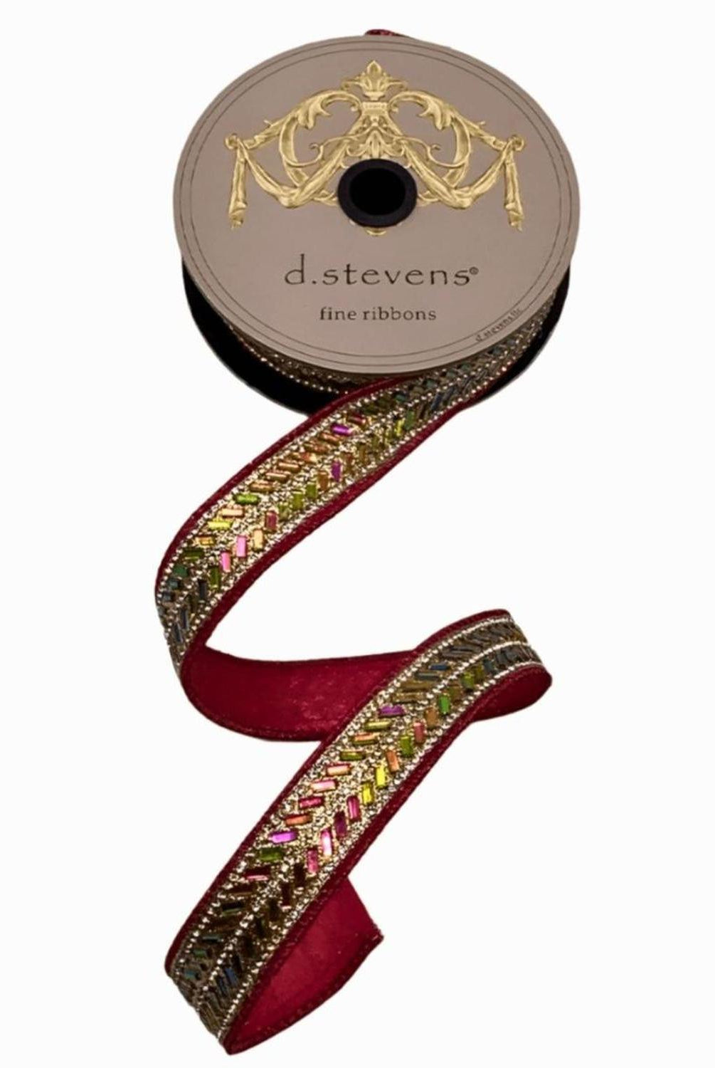 1" Metallic Dupion Herringbone Jewel Ribbon: Pink (5 Yards)