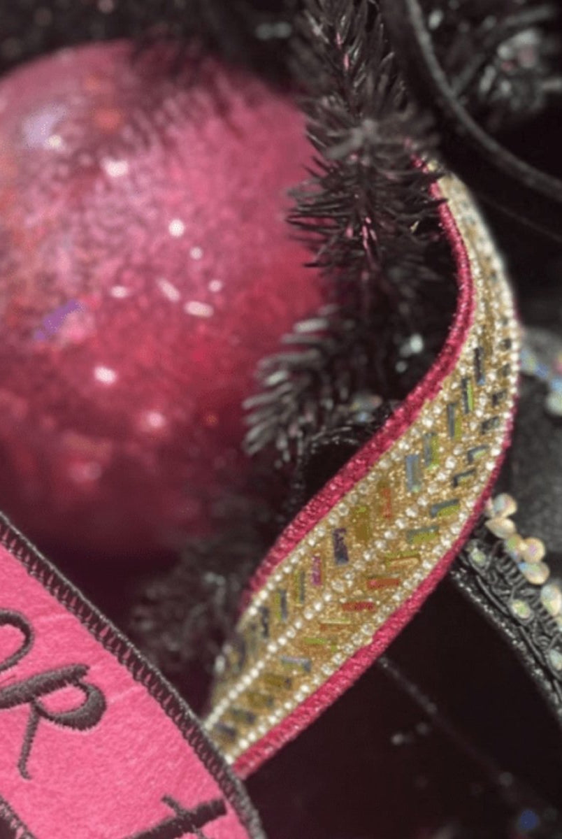 Shop For 1" Metallic Dupion Herringbone Jewel Ribbon: Pink (5 Yards)