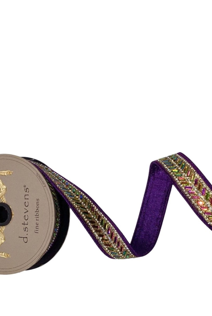 Shop For 1" Metallic Dupion Herringbone Jewel Ribbon: Purple (5 Yards)