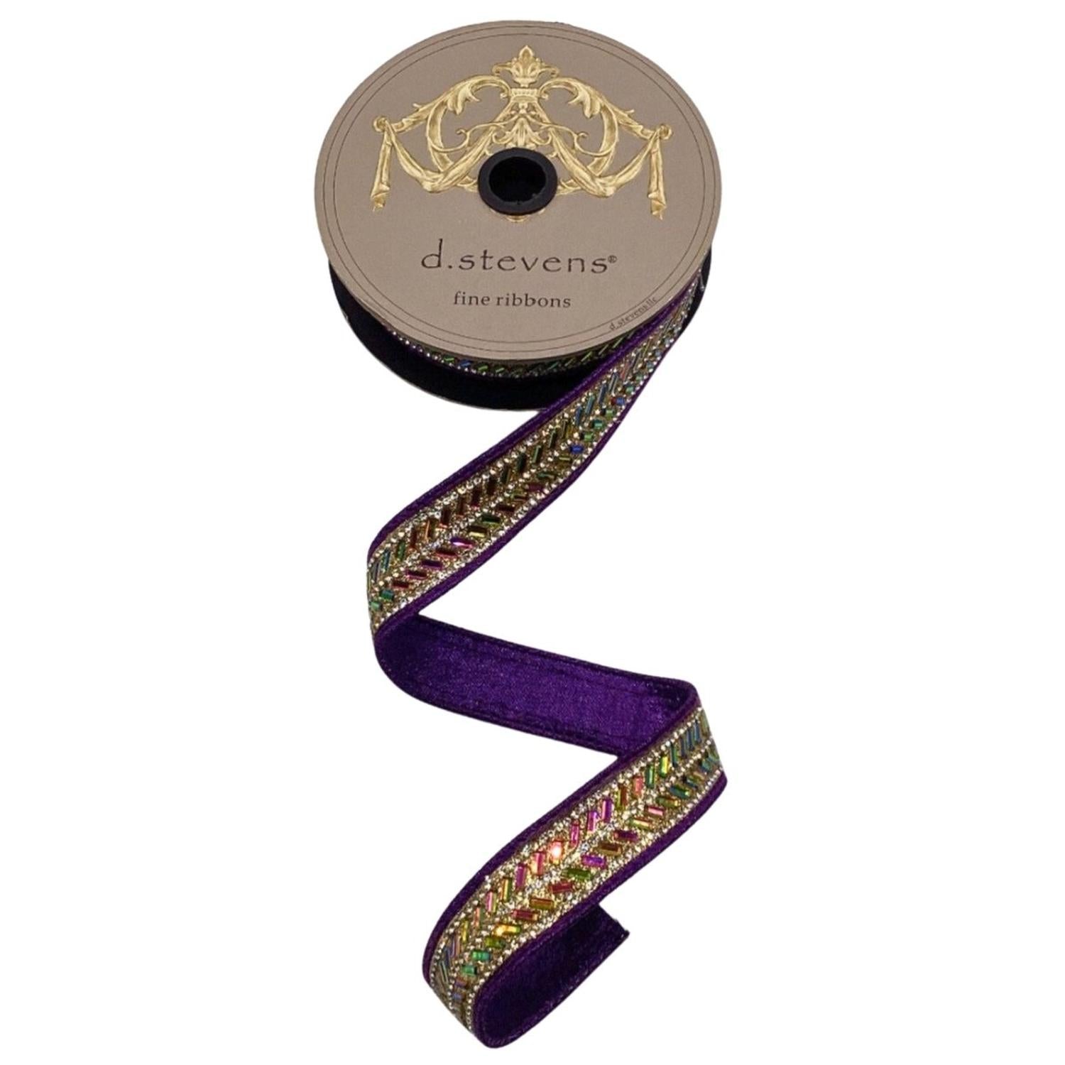 Shop For 1" Metallic Dupion Herringbone Jewel Ribbon: Purple (5 Yards)