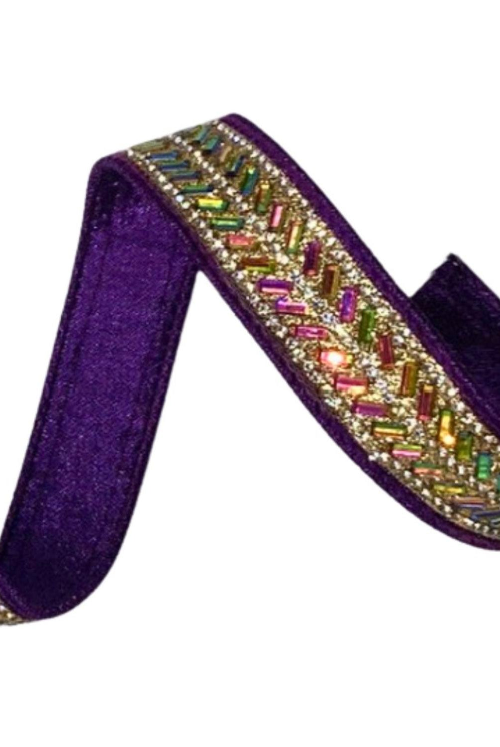 1" Metallic Dupion Herringbone Jewel Ribbon: Purple (5 Yards)