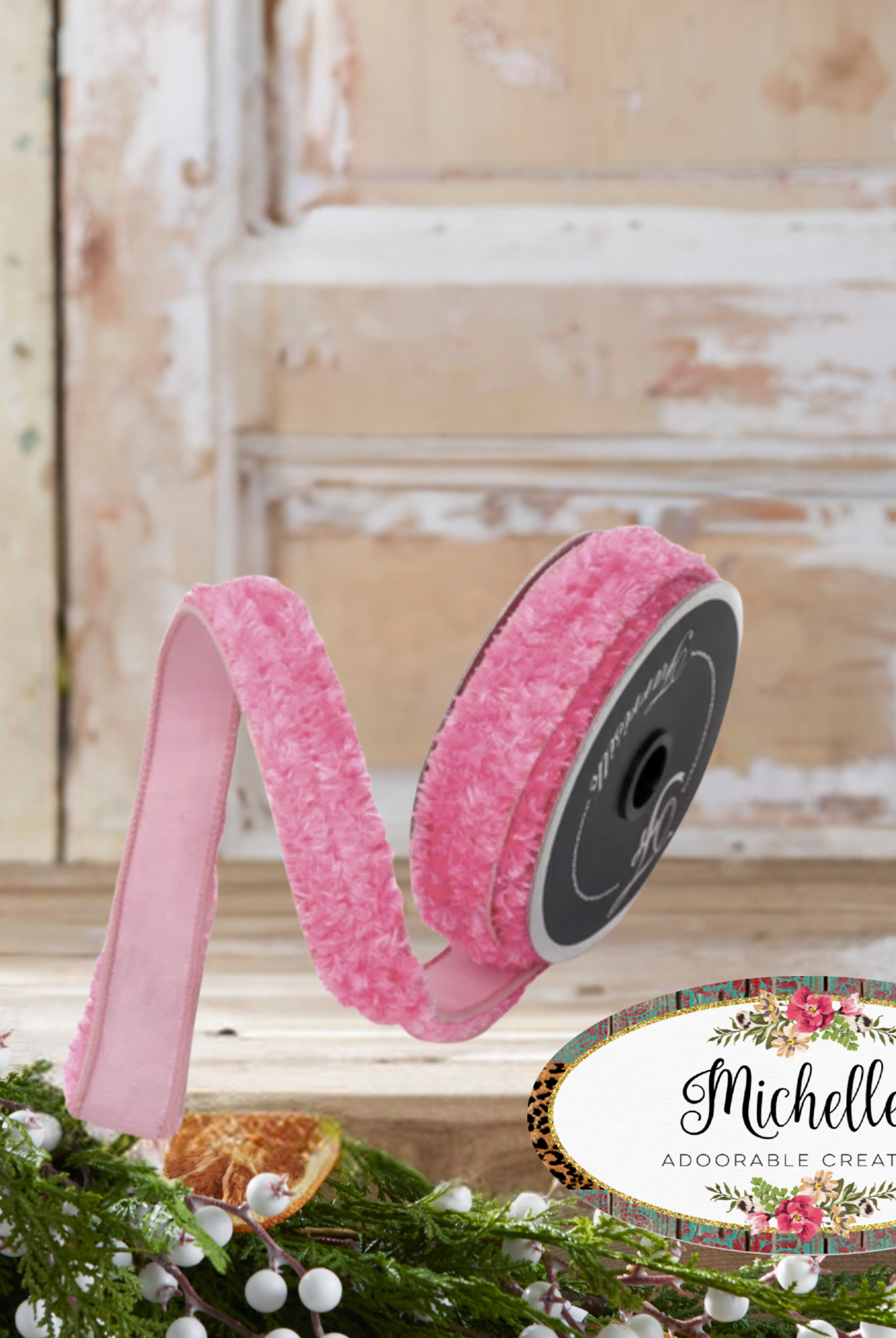 Shop For 1" Plush Chenille Ribbon: Pink (10 Yards)