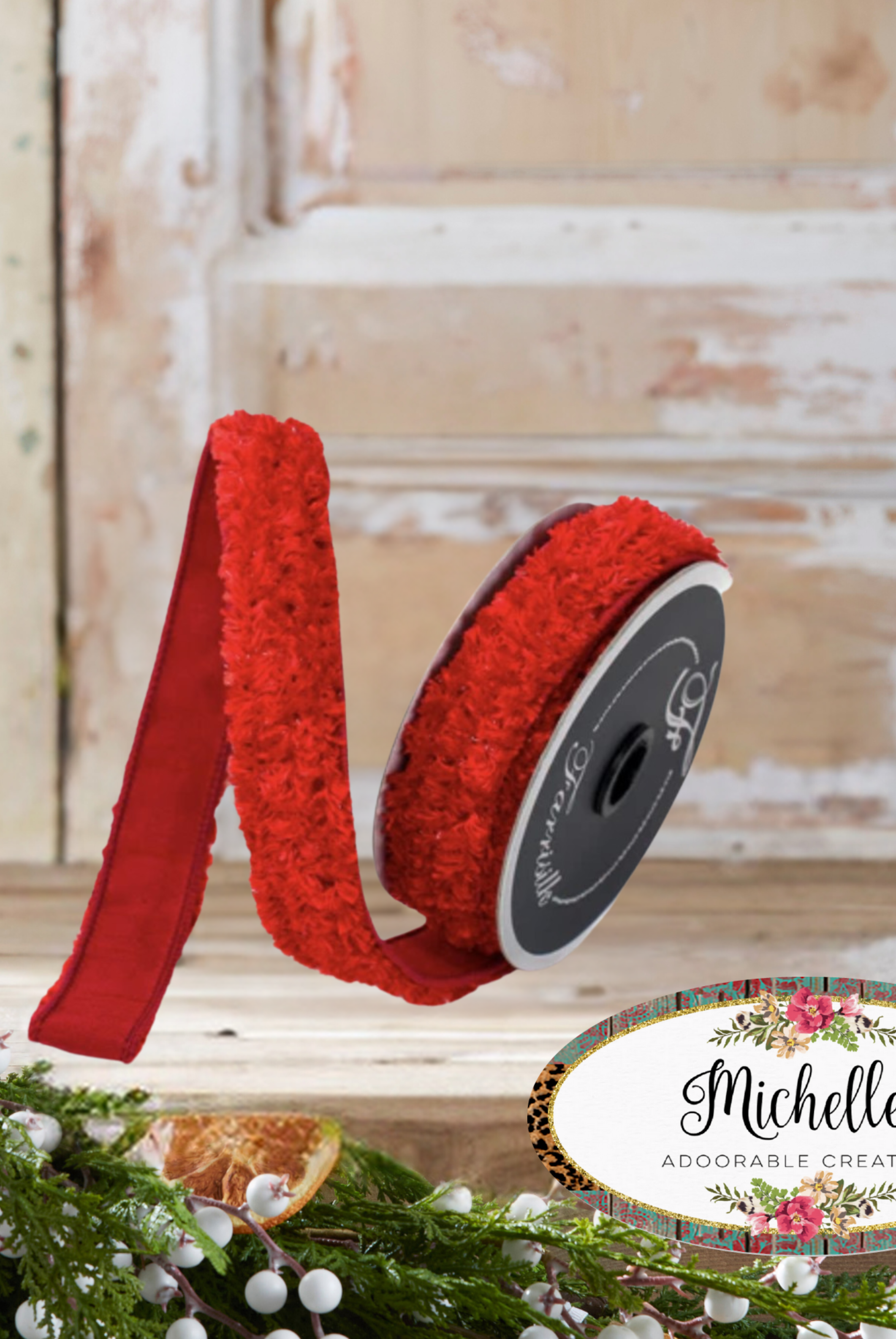 Shop For 1" Plush Chenille Ribbon: Red (10 Yards)