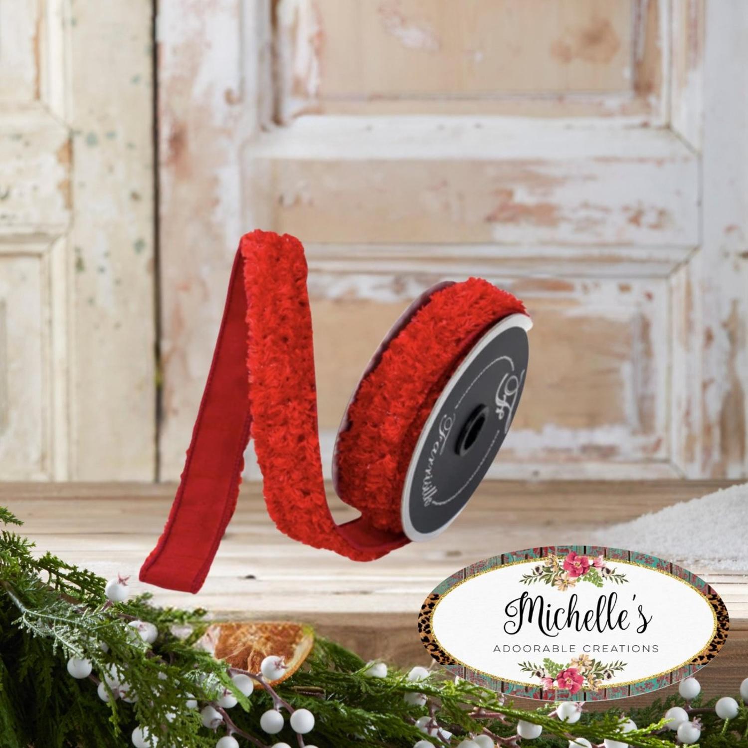 Shop For 1" Plush Chenille Ribbon: Red (10 Yards)