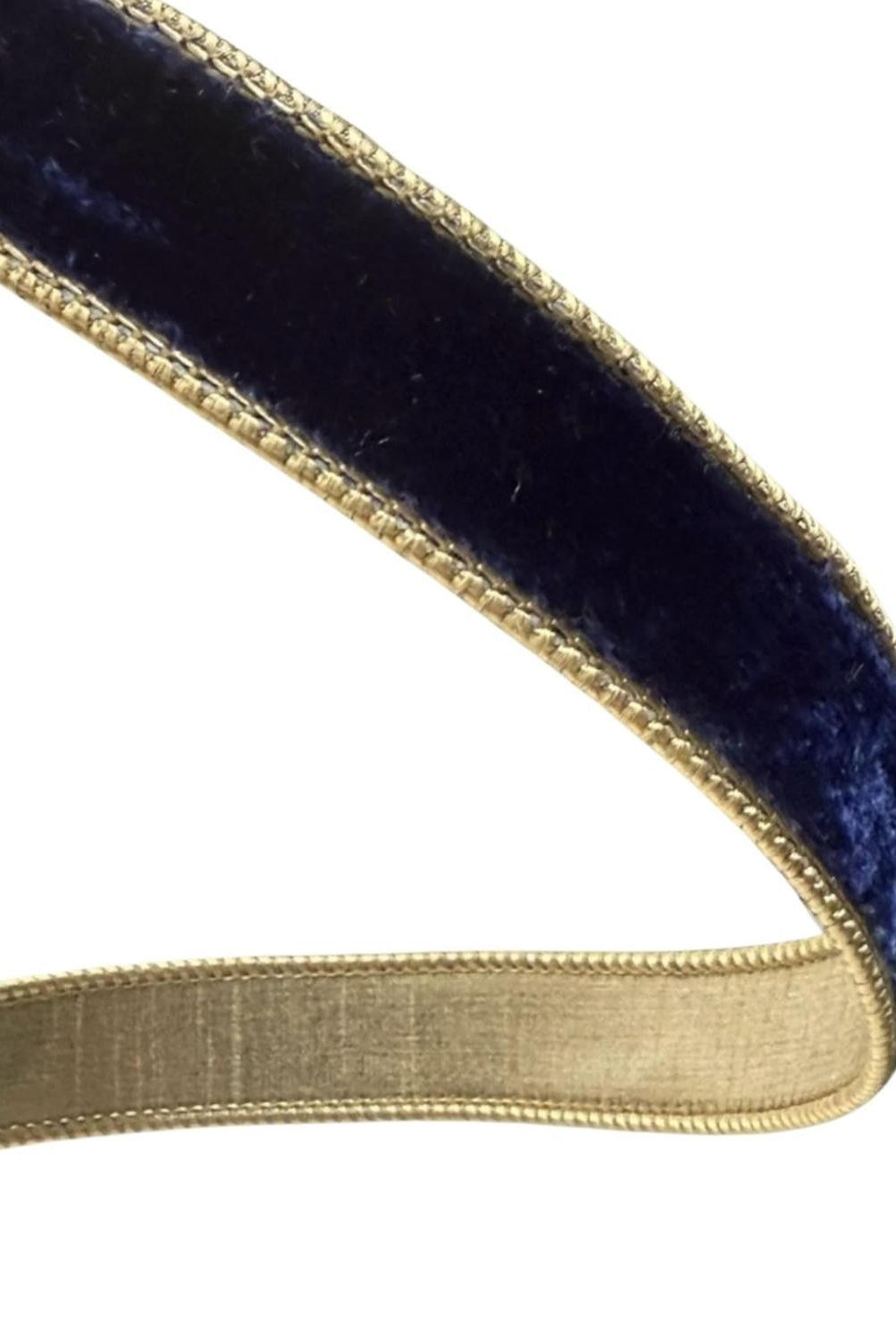 1" Two Tone Velvet Ribbon: Navy/Gold (10 Yards)