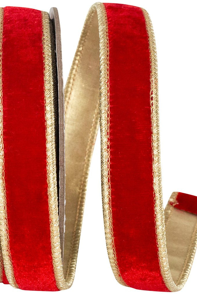 Shop For 1" Two Tone Velvet Ribbon: Red/Gold (5 Yards)