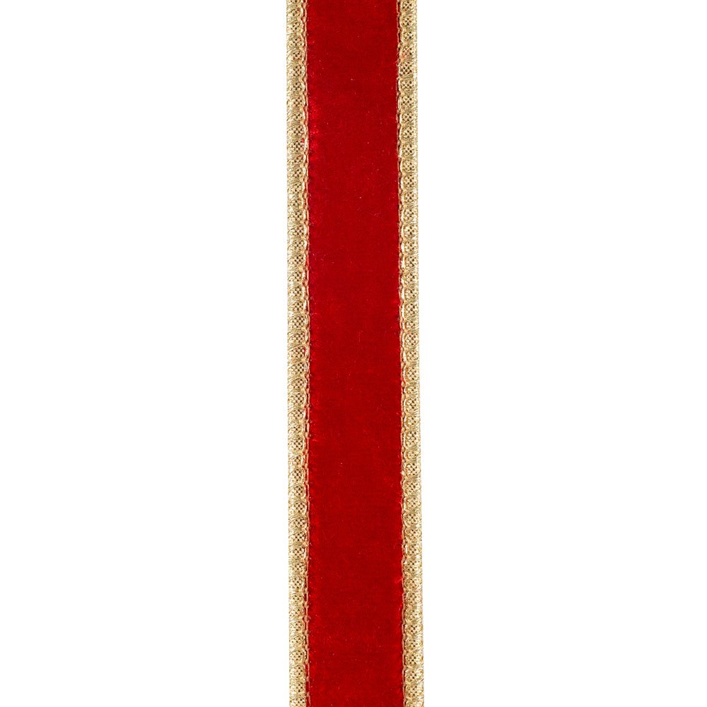 Shop For 1" Two Tone Velvet Ribbon: Red/Gold (5 Yards)