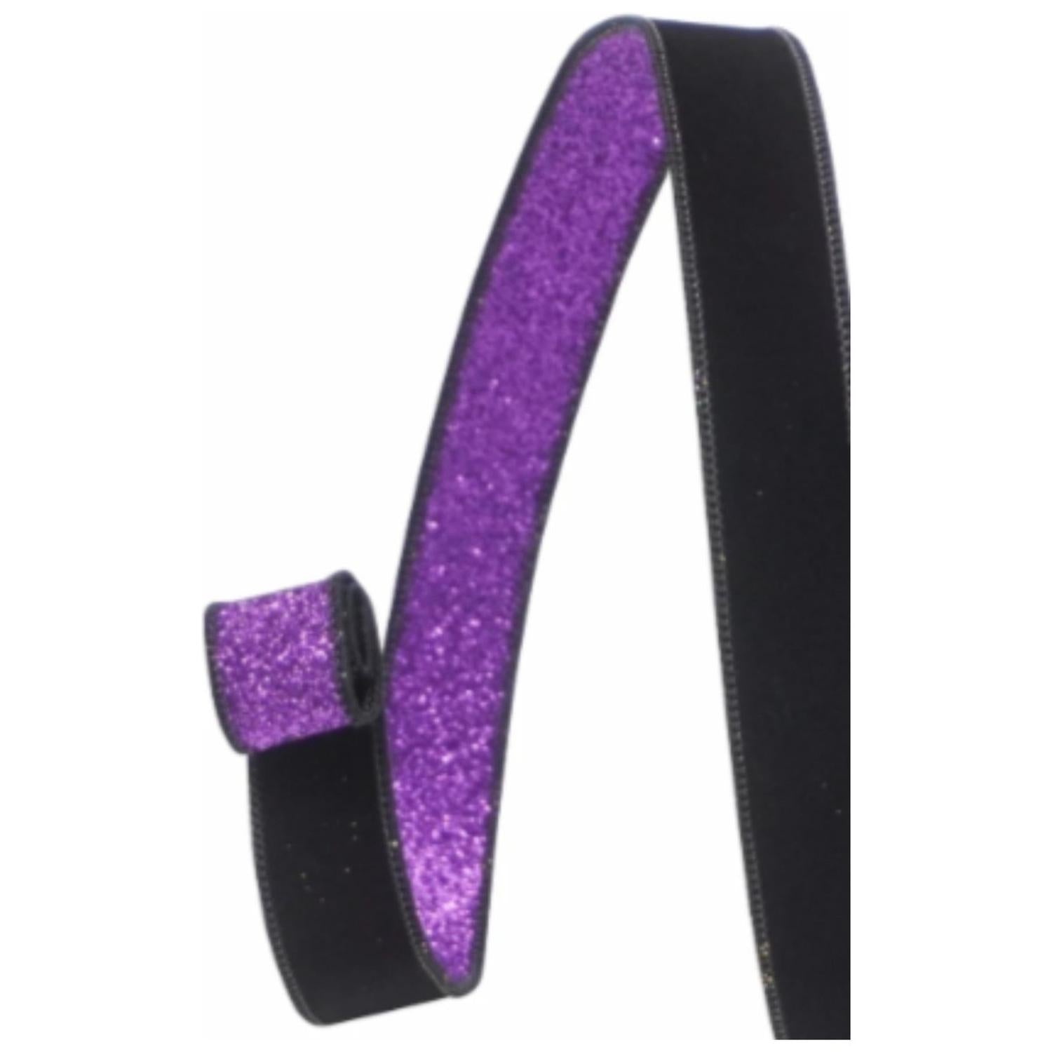 Shop For 1" Velvet Fusion Ribbon: Black/Purple (10 Yards)