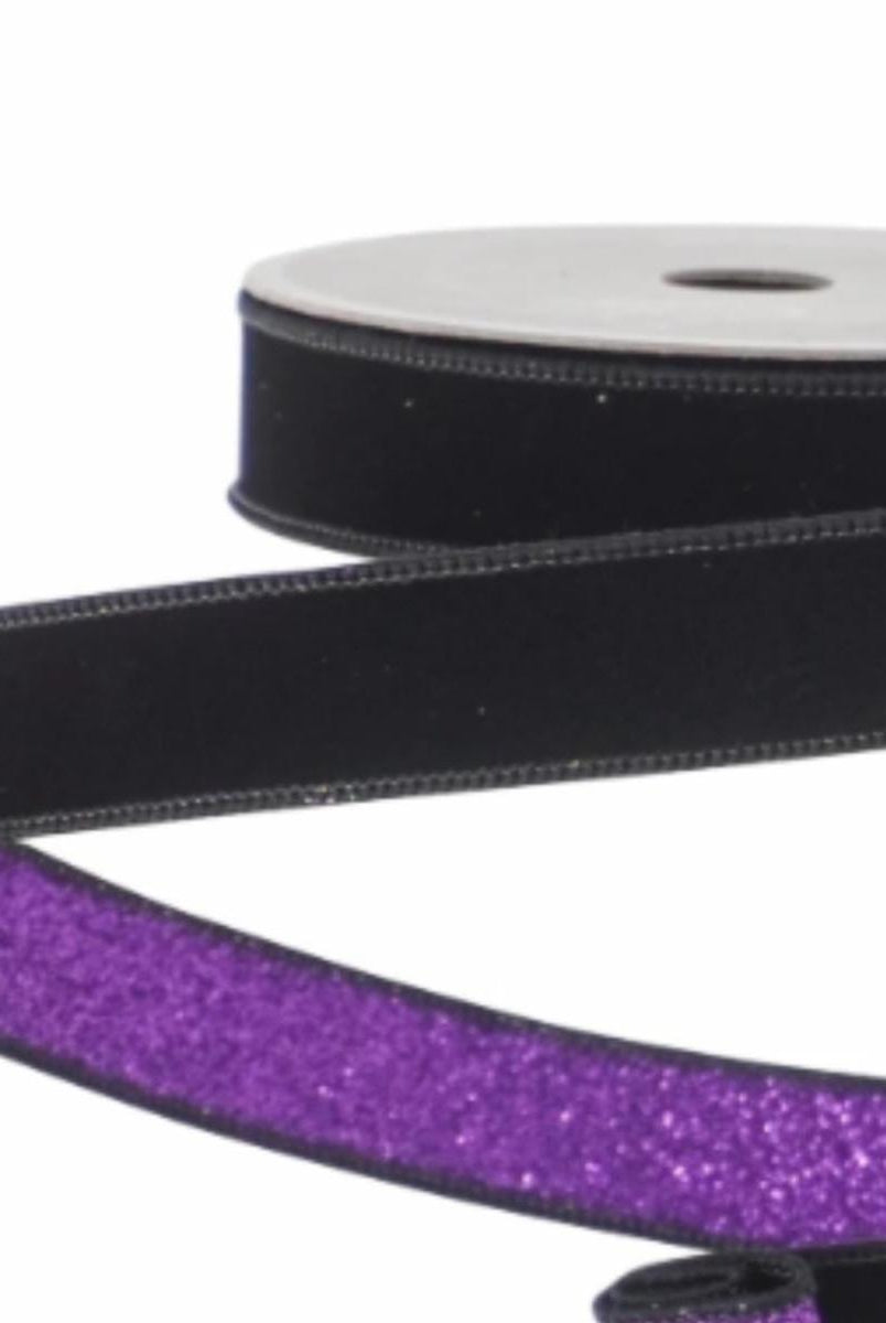 Shop For 1" Velvet Fusion Ribbon: Black/Purple (10 Yards)