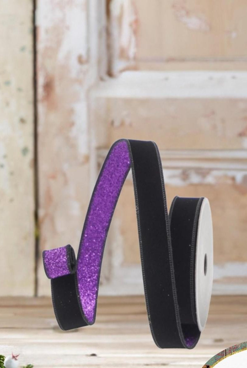 Shop For 1" Velvet Fusion Ribbon: Black/Purple (10 Yards)