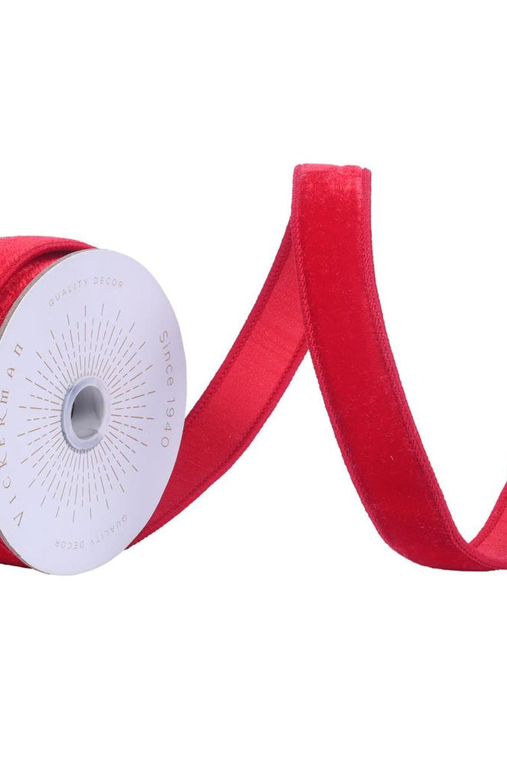 1" Velvet Luster Wired Ribbon: Red (10 Yards)