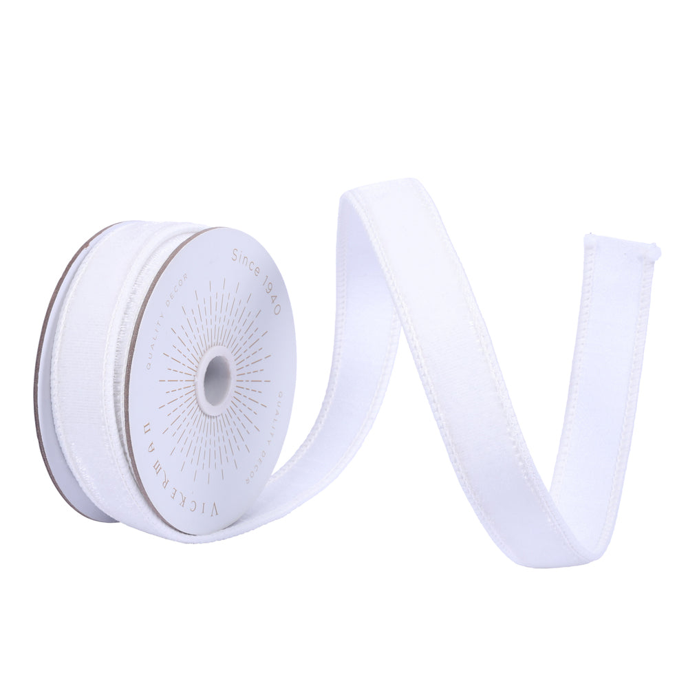 Shop For 1" Velvet Luster Wired Ribbon: White (10 Yards)