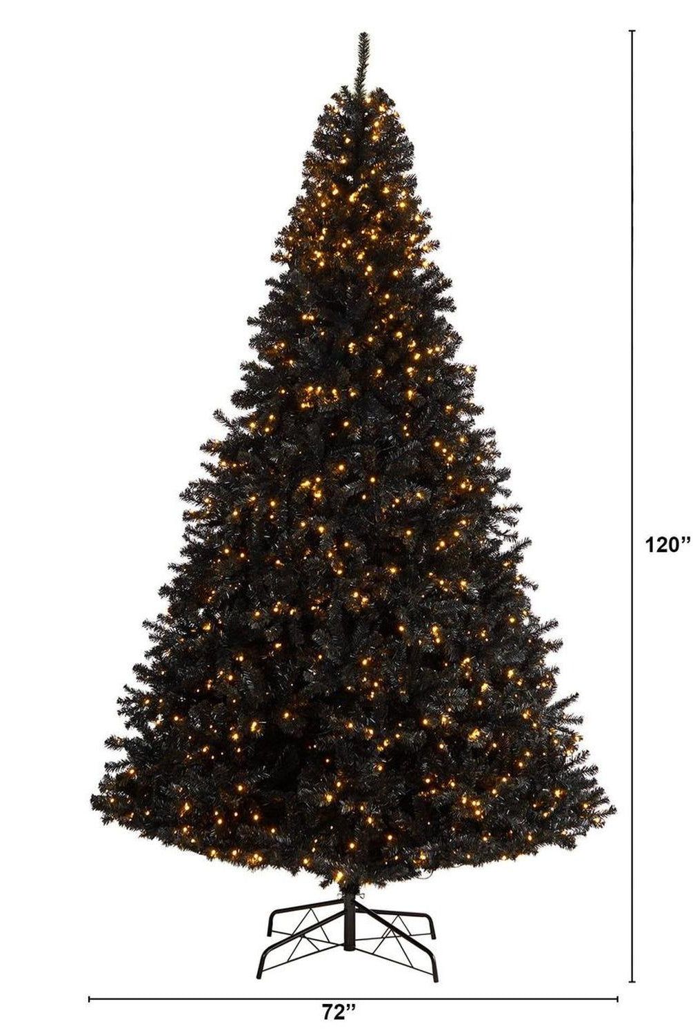 10’ Black Artificial Christmas Tree with 950 Clear LED Lights and 3056 Tips
