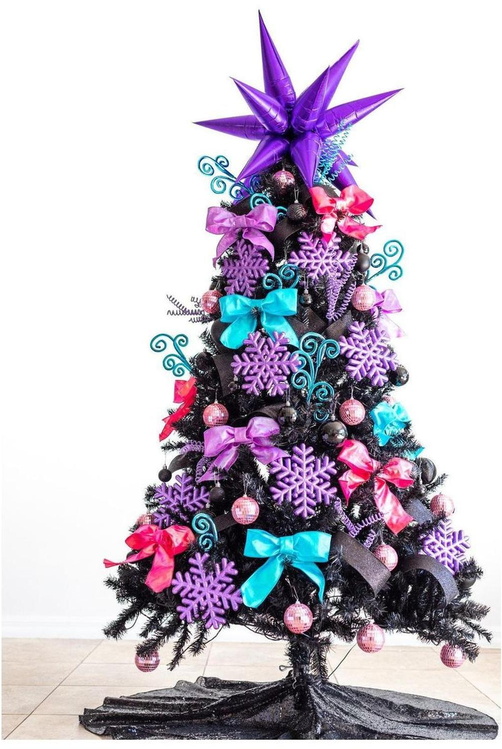 10’ Black Artificial Christmas Tree with 950 Clear LED Lights and 3056 Tips