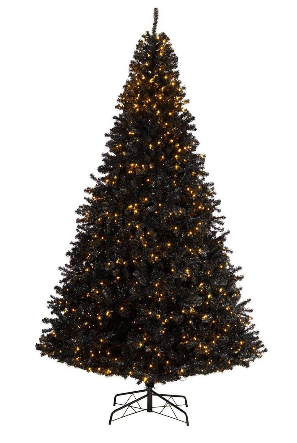 10’ Black Artificial Christmas Tree with 950 Clear LED Lights and 3056 Tips