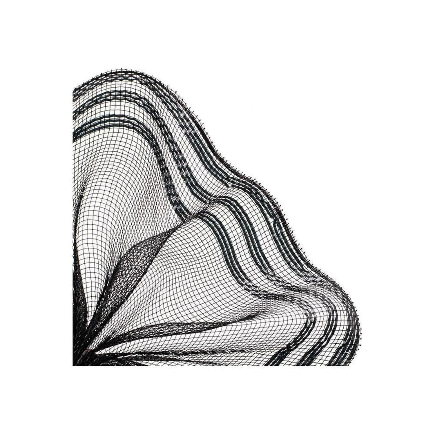 10" Border Stripe Metallic Mesh Ribbon: Black (10 Yards)