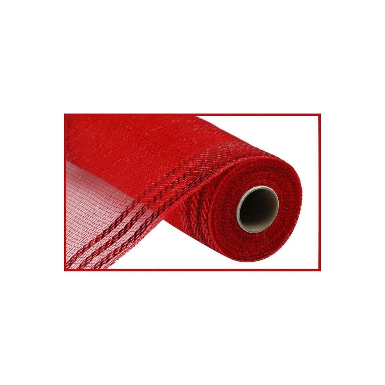 Shop For 10" Border Stripe Metallic Mesh Ribbon: Red (10 Yards) at Michelle's aDOORable Creations