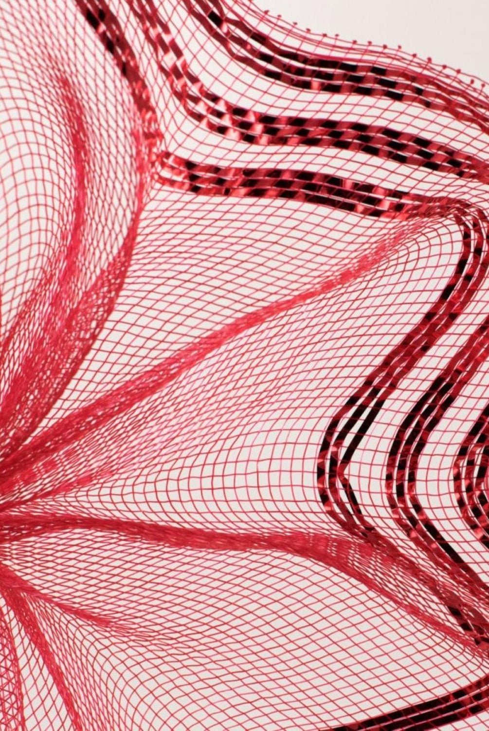 10" Border Stripe Metallic Mesh Ribbon: Red (10 Yards)