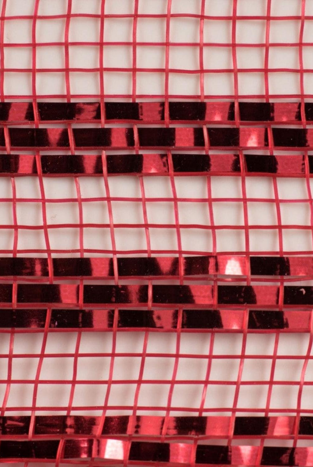 10" Border Stripe Metallic Mesh Ribbon: Red (10 Yards)