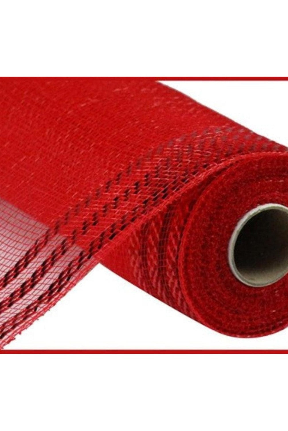10" Border Stripe Metallic Mesh Ribbon: Red (10 Yards)