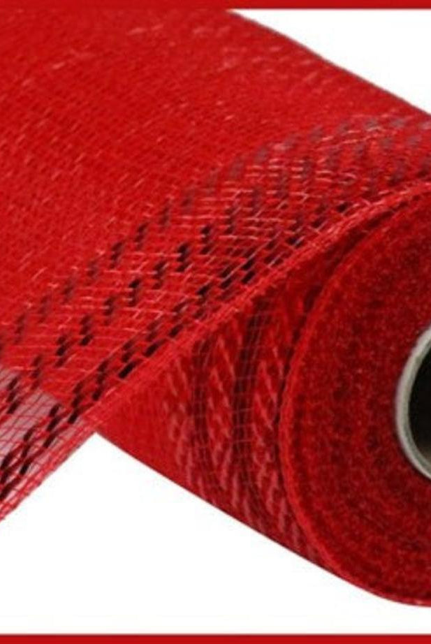 10" Border Stripe Metallic Mesh Ribbon: Red (10 Yards)