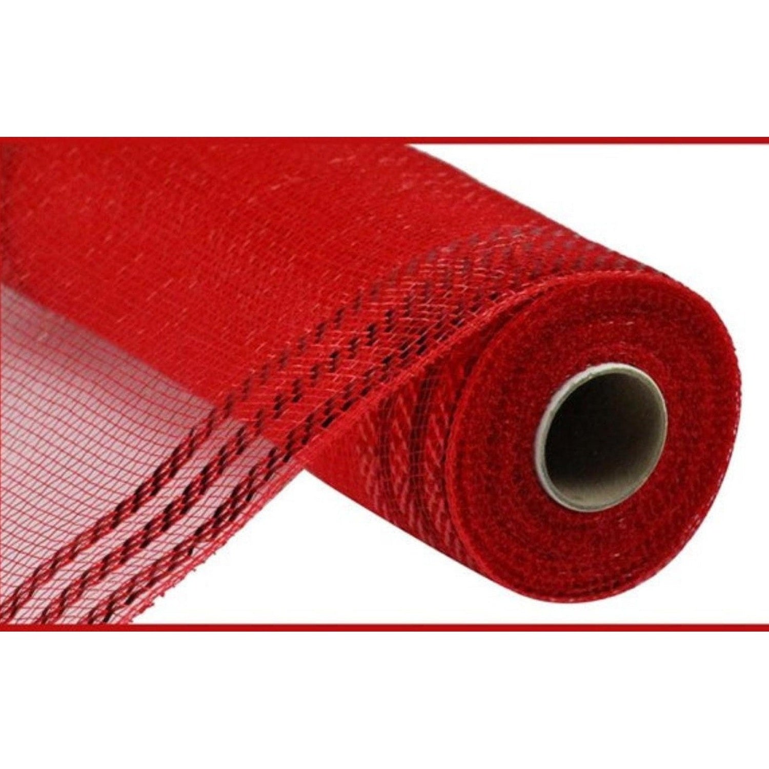 10" Border Stripe Metallic Mesh Ribbon: Red (10 Yards)