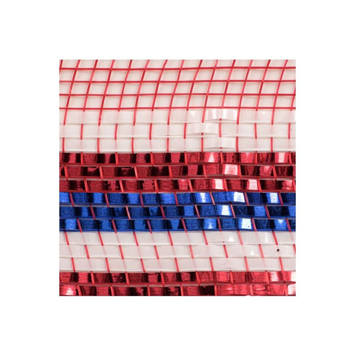 Shop For 10" Border Stripe Metallic Mesh Ribbon: Red/White/Blue (10 Yards)