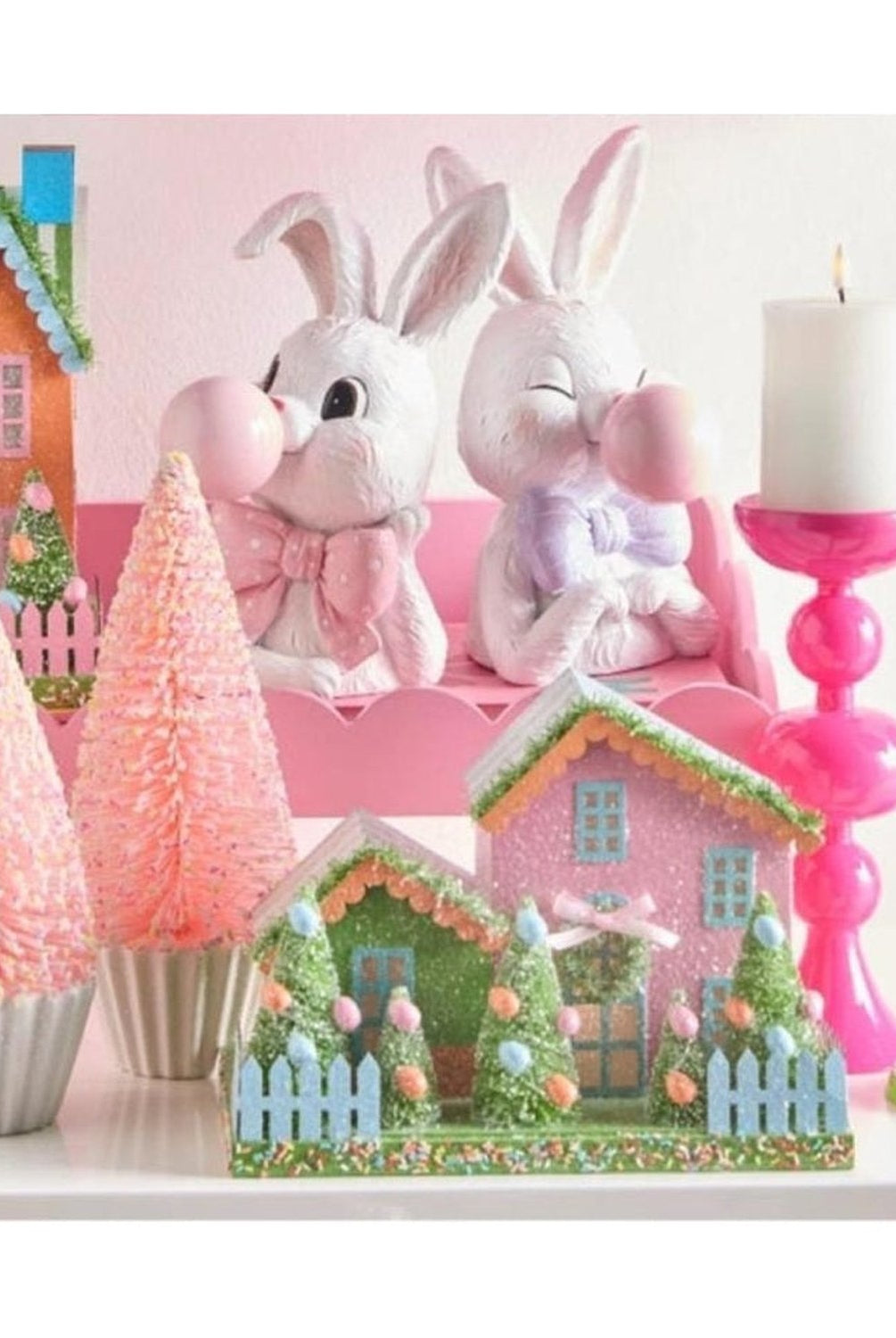 10" Bowtie Bunnies Blowing a Bubble