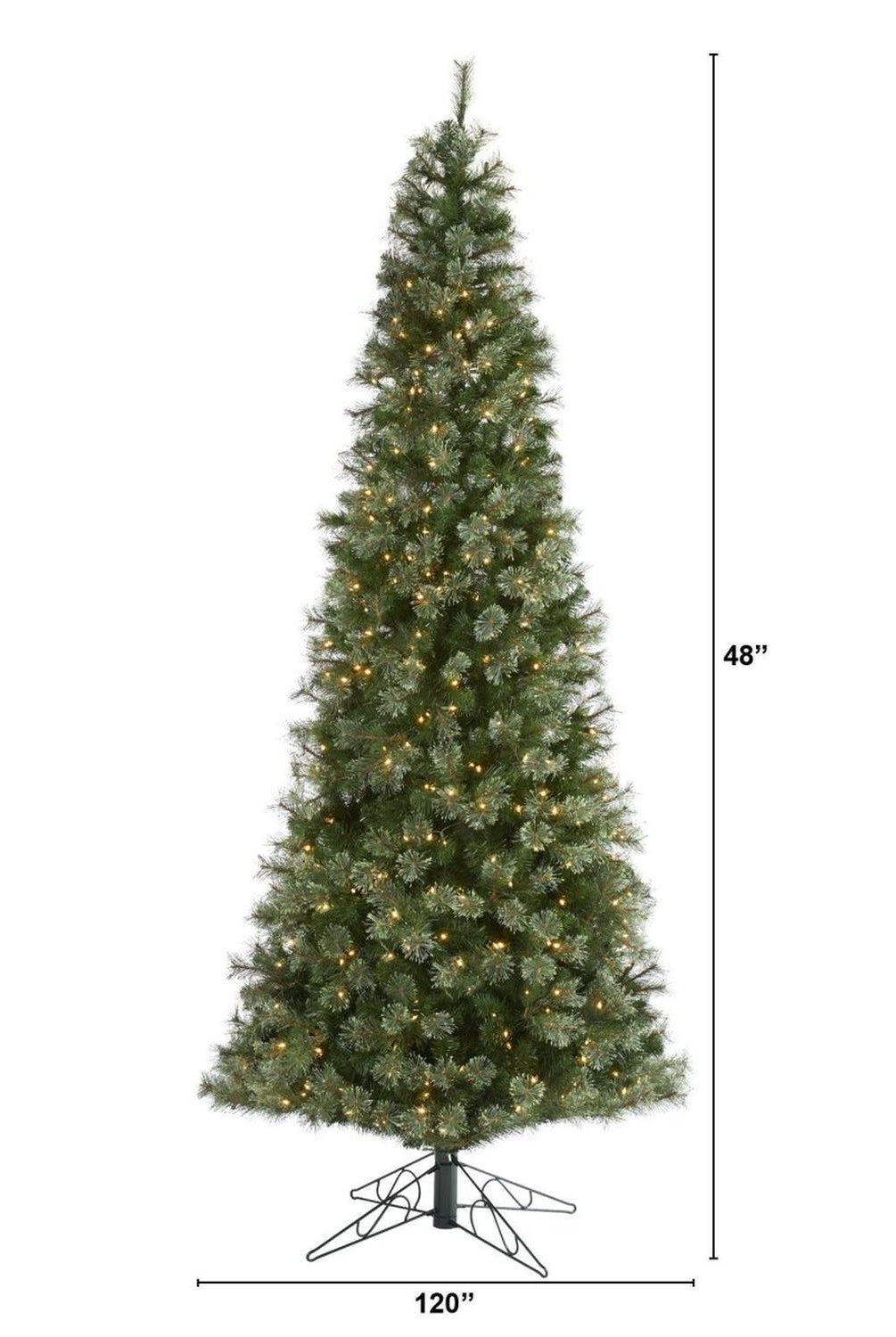 10' Cashmere Slim Artificial Christmas Tree with 750 Warm White Lights and 1908 Bendable Branches