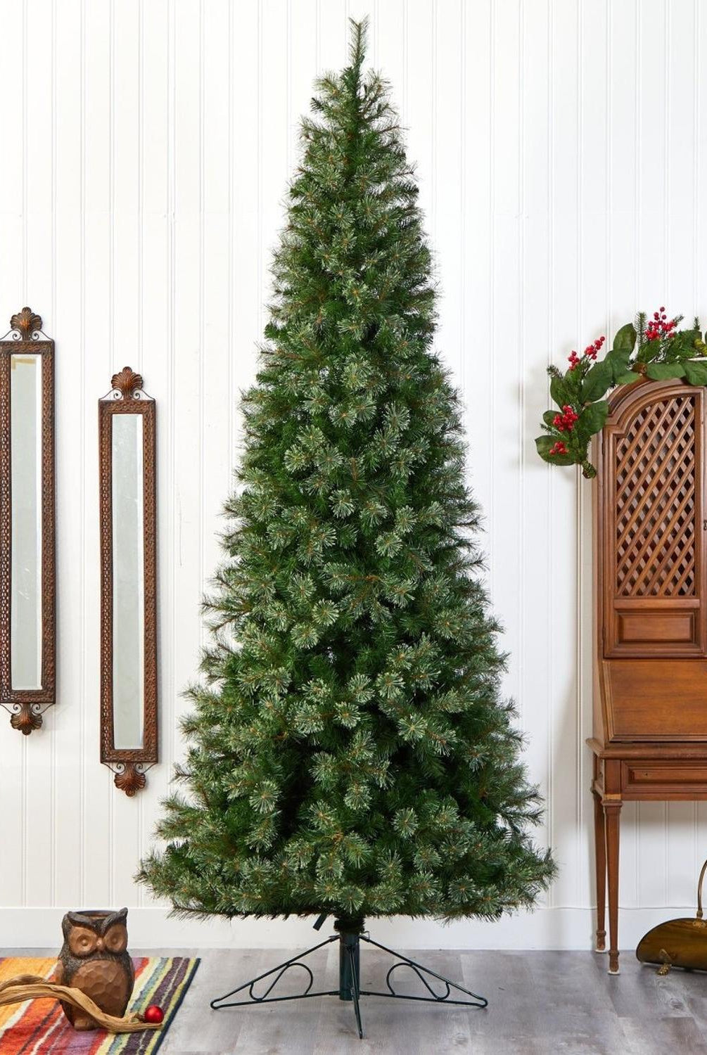 10' Cashmere Slim Artificial Christmas Tree with 750 Warm White Lights and 1908 Bendable Branches