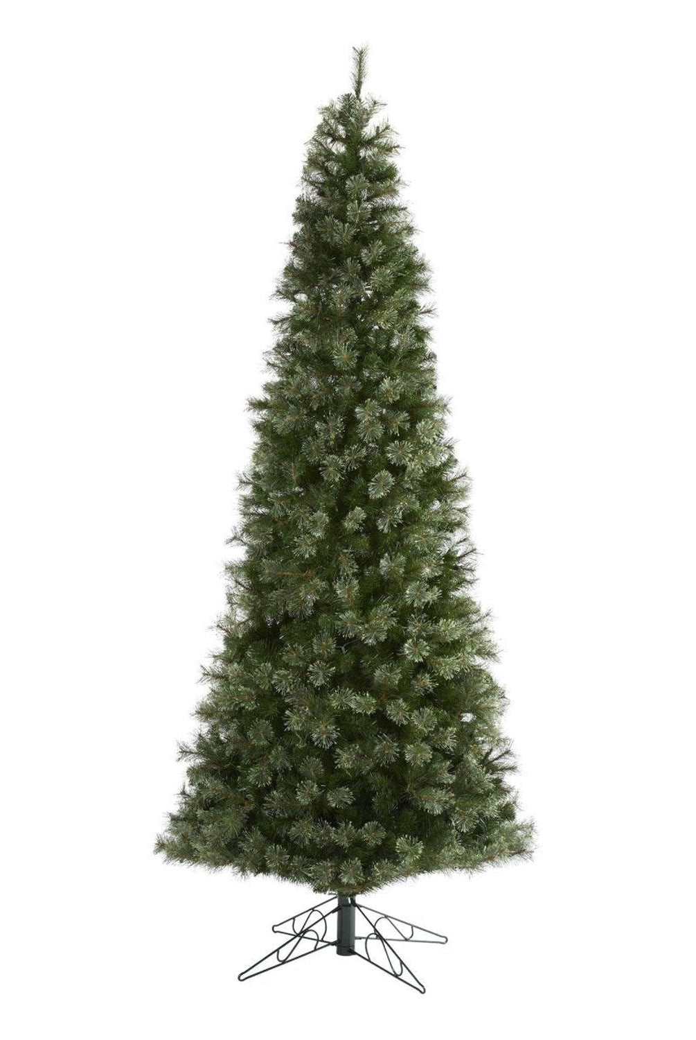 10' Cashmere Slim Artificial Christmas Tree with 750 Warm White Lights and 1908 Bendable Branches
