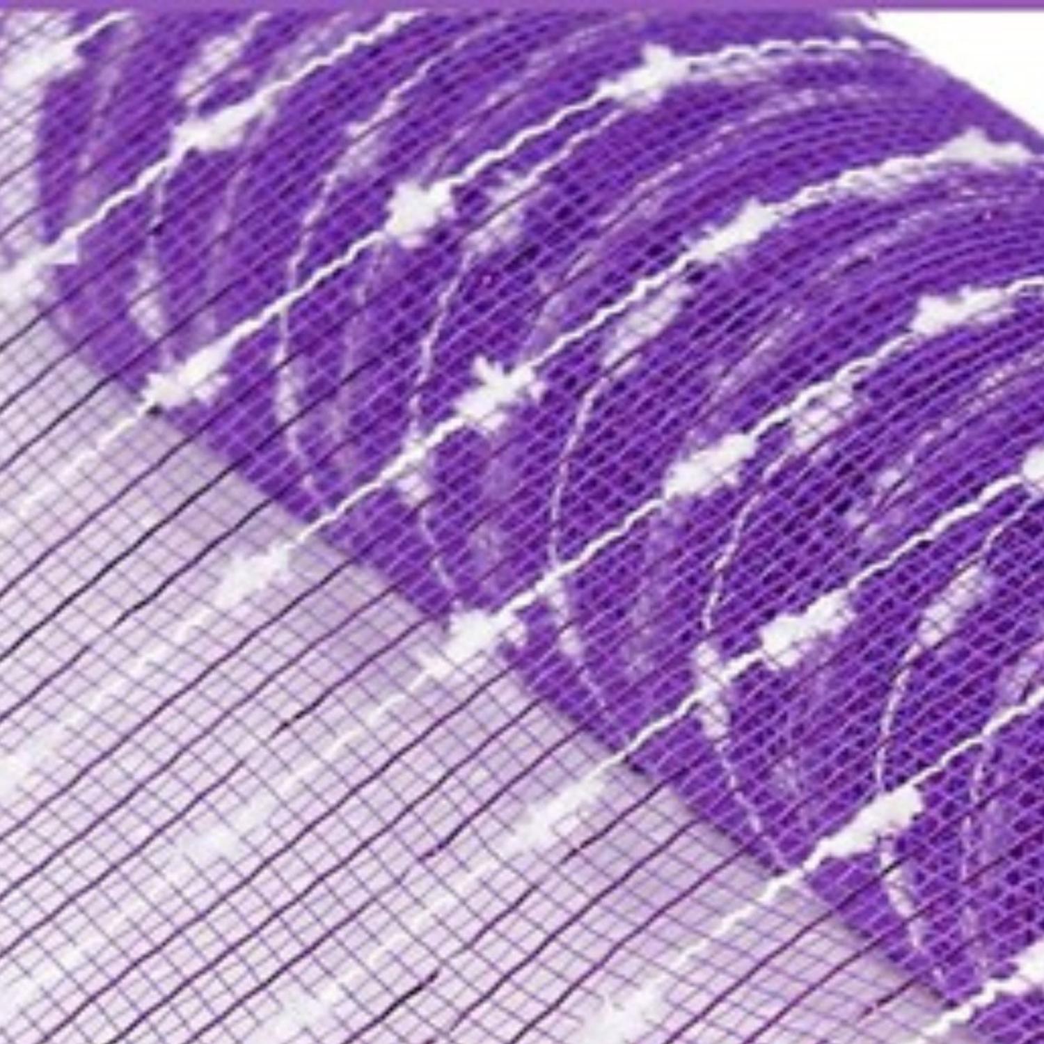 Shop For 10" Cotton Ball Deco Mesh Ribbon: Purple (10 Yards)