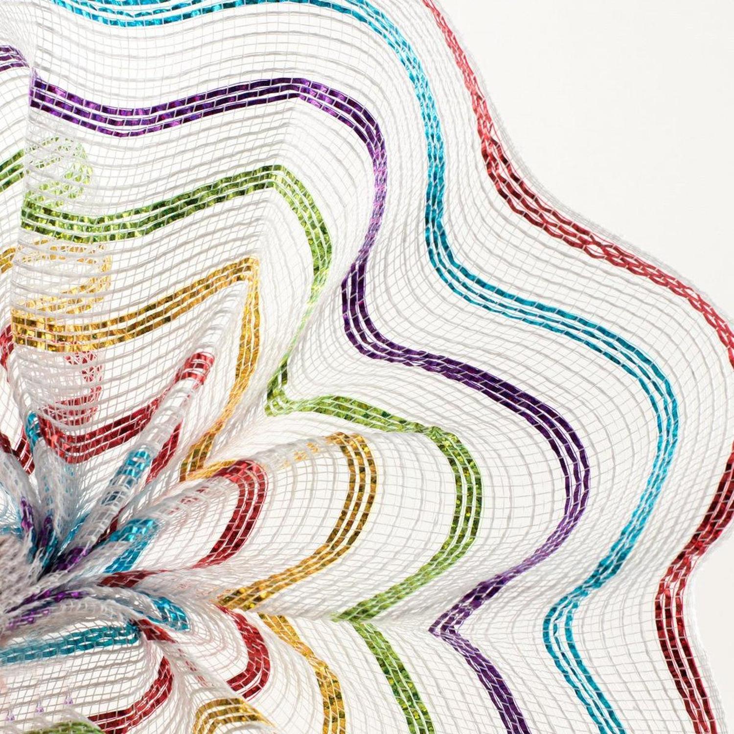 Shop For 10" Cotton Poly Deco Mesh Ribbon: White/Multi (10 Yards) at Michelle's aDOORable Creations