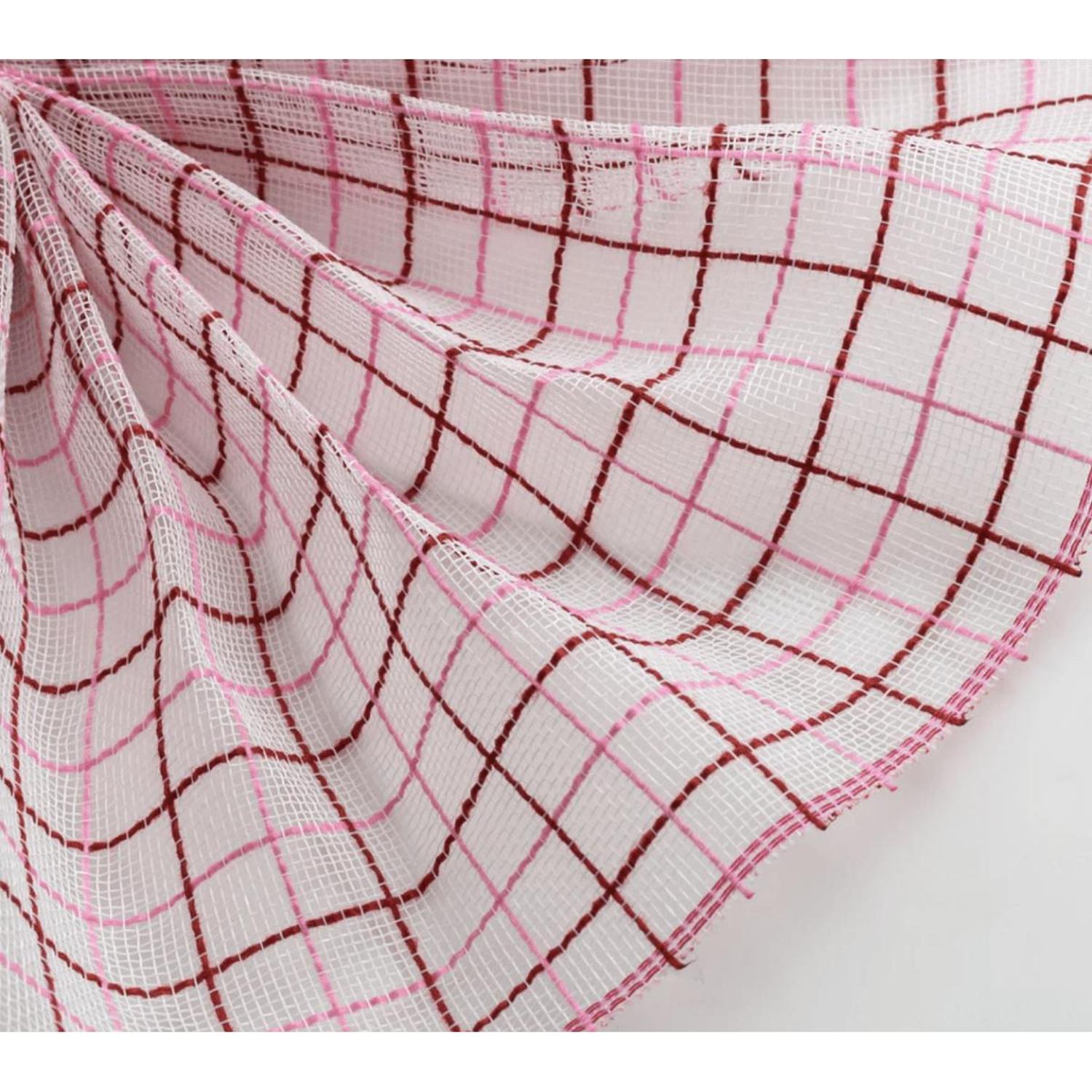 10" Fine Weave Faux Jute Check Mesh Ribbon: Red/Pink