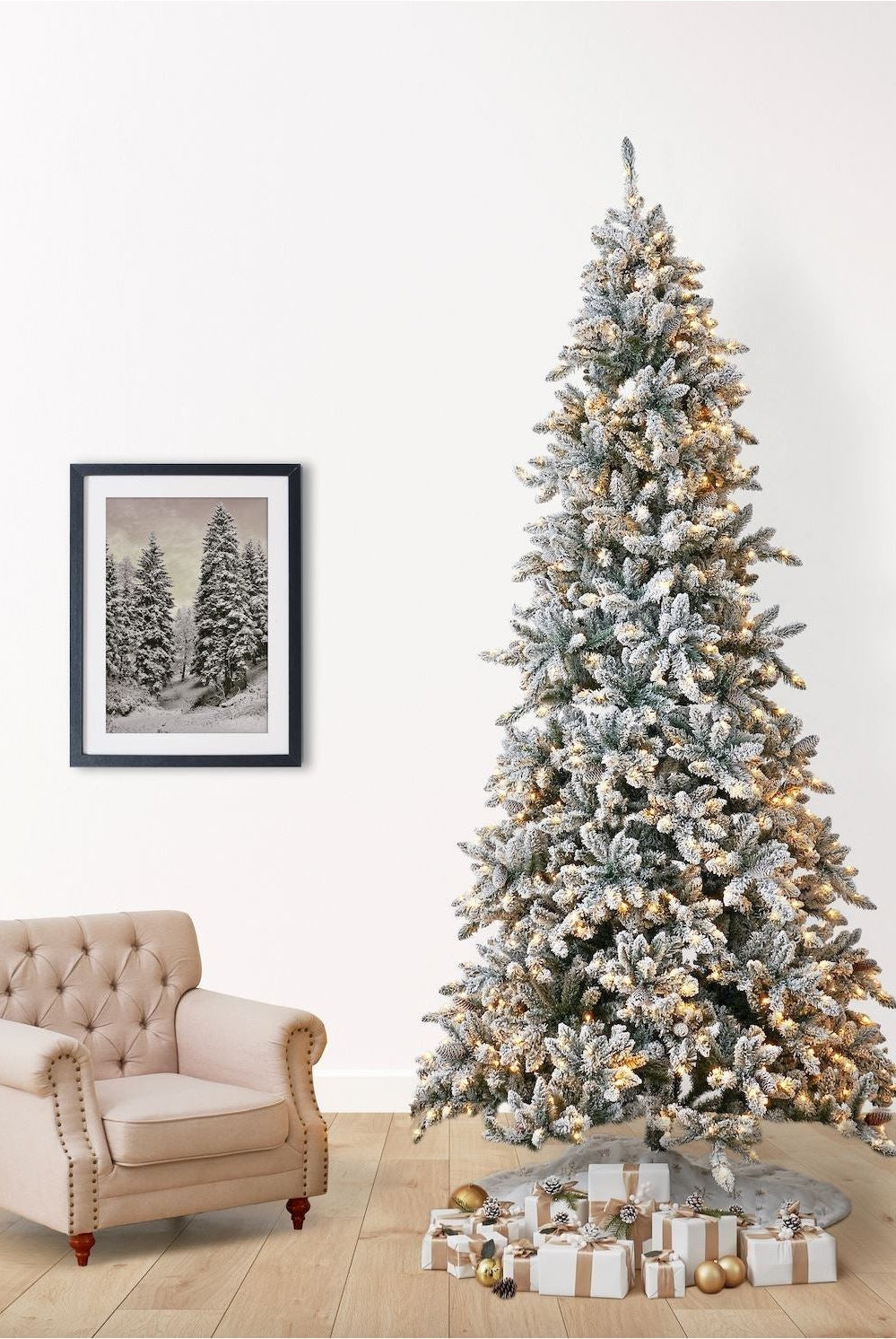 Shop For 10’ Flocked Livingston Fir Christmas Tree