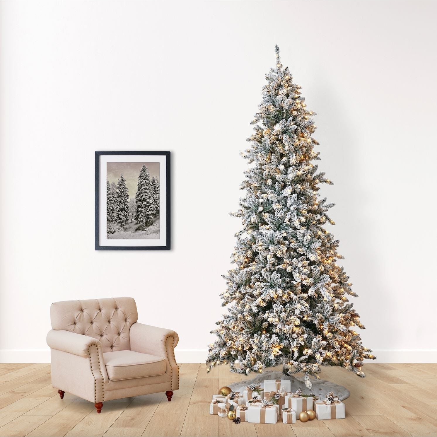 Shop For 10’ Flocked Livingston Fir Christmas Tree